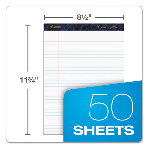 Image of Ampad® Gold Fibre Quality Writing Pads, Wide/Legal Rule, (50) White 8.5 x 11 Sheets, Dozen