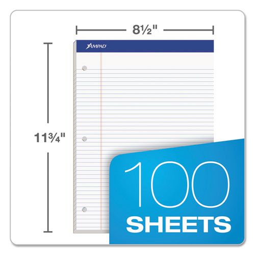 Image of Ampad® 20-244 Double Sheet Pads, Wide/Legal Rule, (100) White 8.5 x 11 Sheets