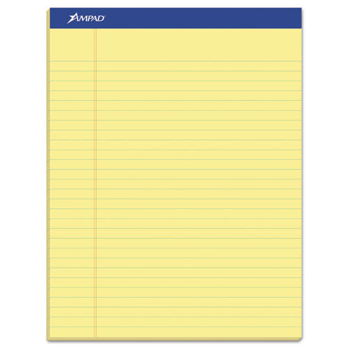 Image of Ampad® Perforated Writing Pads, Wide/Legal Rule, (50) Canary Yellow 8.5 x 11 Sheets, 12/Pack