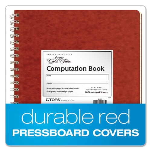 Image of Ampad® 22-157 Computation Book, Quadrille Rule (4 sq/in), Red Cover, (76) 11.75 x 9.38 Sheets