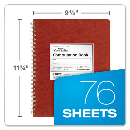 Image of Ampad® 22-157 Computation Book, Quadrille Rule (4 sq/in), Red Cover, (76) 11.75 x 9.38 Sheets