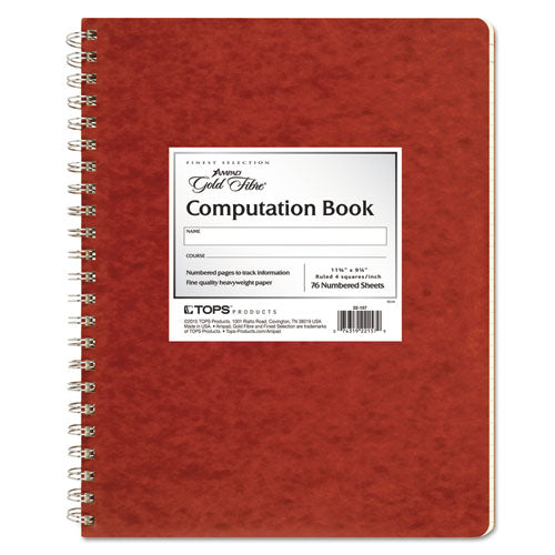 Image of Ampad® 22-157 Computation Book, Quadrille Rule (4 sq/in), Red Cover, (76) 11.75 x 9.38 Sheets