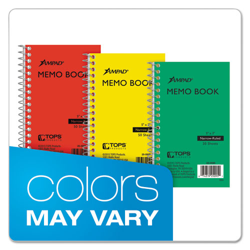 Image of Ampad® 25-095R Memo Books, Narrow Rule, Randomly Assorted Cover Color, (50) 5 x 3 Sheets