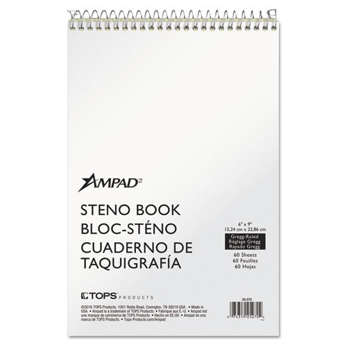 Image of Ampad® 25-270 Steno Pads, Tan Cover, Gregg Rule, (60) Green-Tint 6 x 9 Sheets