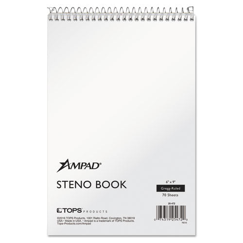 Image of Ampad® 25-472 Steno Pads, Tan Cover, Gregg Rule, (70) White 6 x 9 Sheets