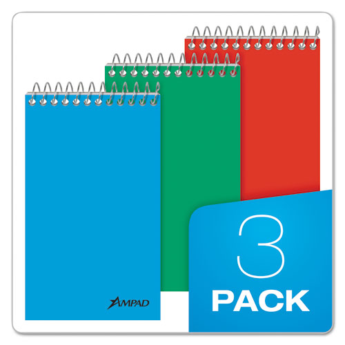 Image of Ampad® 45-093 Memo Pads, Assorted Cover Colors, Narrow Rule, (60) White 3 x 5 Sheets, 3/Pack