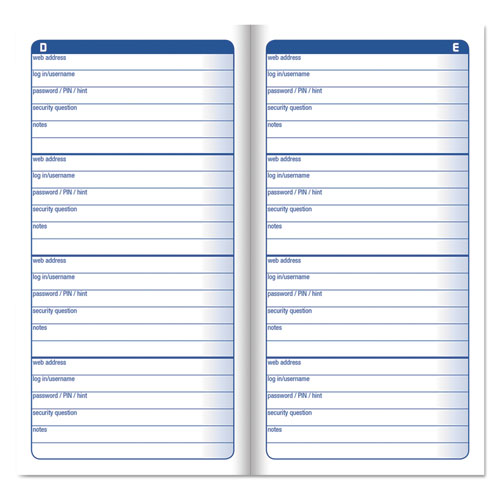 Image of Adams® APJ99 Password Journal, One-Part (No Copies), 3 x 1.5, 4 Forms/Sheet, 192 Forms Total