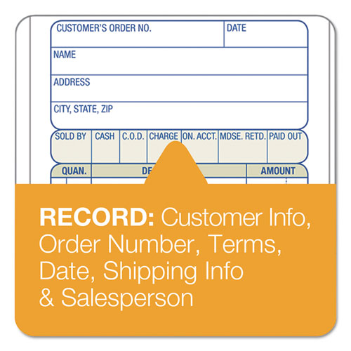 Image of Adams® DC3705 Multipart Sales Order Pad, 12 Lines, Two-Part Carbonless, 3.34 x 6.69, 50 Forms Total