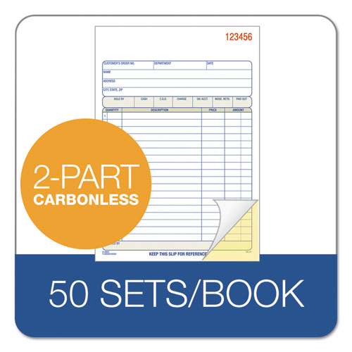 Image of Adams® DC5805 Multipart Sales Order Pad, 18 Lines, Two-Part Carbonless, 5.56 x 7.94, 50 Forms Total
