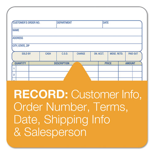 Image of Adams® DC5805 Multipart Sales Order Pad, 18 Lines, Two-Part Carbonless, 5.56 x 7.94, 50 Forms Total