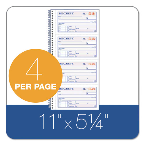 Image of Adams® SC1152 Multipart Money/Rent Receipt Book, Two-Part Carbonless, 4.75 x 2.75, 4 Forms/Sheet, 200 Forms Total