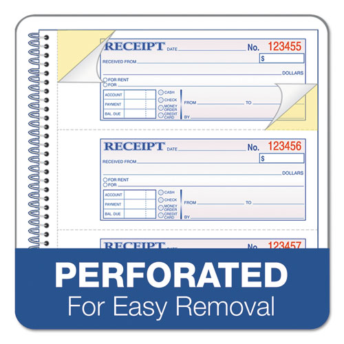 Image of Adams® SC1182 Multipart Money/Rent Receipt Book, Two-Part Carbonless, 7.13 x 2.75, 4 Forms/Sheet, 200 Forms Total
