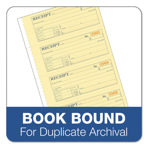Image of Adams® TC1182 Receipt Book, Three-Part Carbonless, 7.19 x 2.75, 4 Forms/Sheet, 100 Forms Total