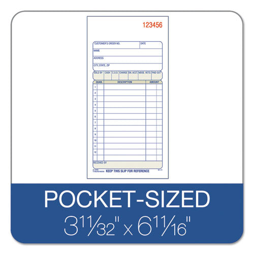 Image of Adams® TC3705 Multipart Sales Order Pad, Three-Part Carbonless, 3.25 x 7.13, 50 Forms Total