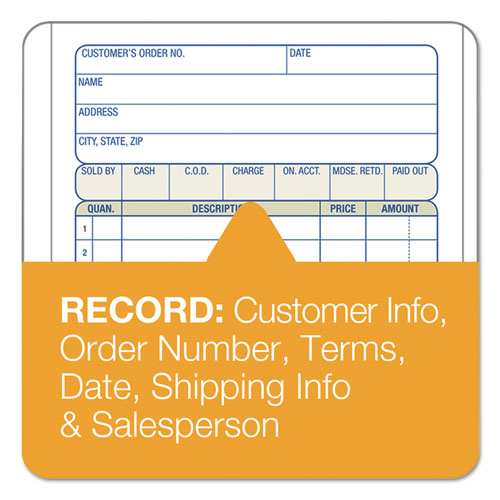 Image of Adams® TC3705 Multipart Sales Order Pad, Three-Part Carbonless, 3.25 x 7.13, 50 Forms Total