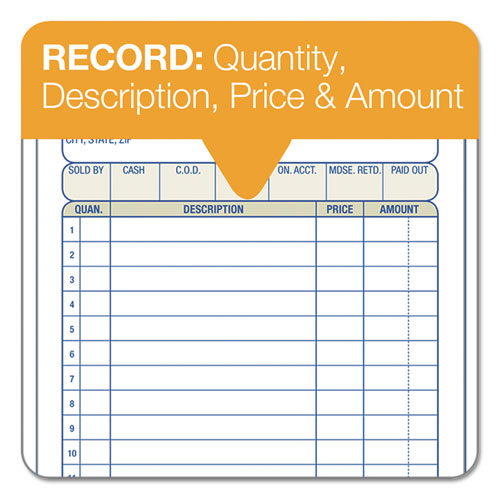 Image of Adams® TC3705 Multipart Sales Order Pad, Three-Part Carbonless, 3.25 x 7.13, 50 Forms Total