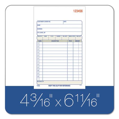 Image of Adams® TC4705 Multipart Sales Order Pad, Three-Part Carbonless, 4.19 x 6.69, 50 Forms Total