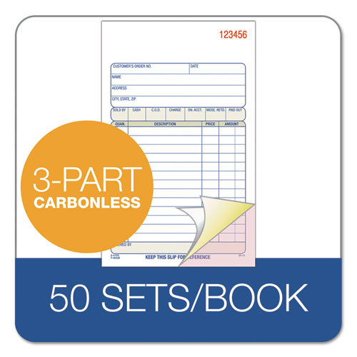 Image of Adams® TC4705 Multipart Sales Order Pad, Three-Part Carbonless, 4.19 x 6.69, 50 Forms Total