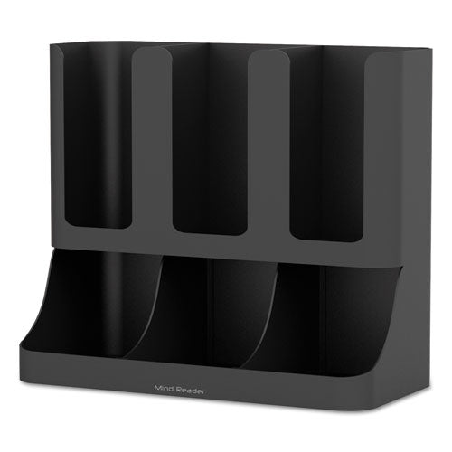 Image of Mind Reader UPRIGHT6BLK Flume Six-Section Upright Coffee Condiment/Cup Organizer, 11.5 x 6.5 x 15, Black