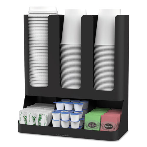 Image of Mind Reader UPRIGHT6BLK Flume Six-Section Upright Coffee Condiment/Cup Organizer, 11.5 x 6.5 x 15, Black