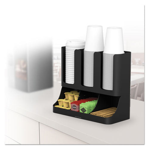 Image of Mind Reader UPRIGHT6BLK Flume Six-Section Upright Coffee Condiment/Cup Organizer, 11.5 x 6.5 x 15, Black