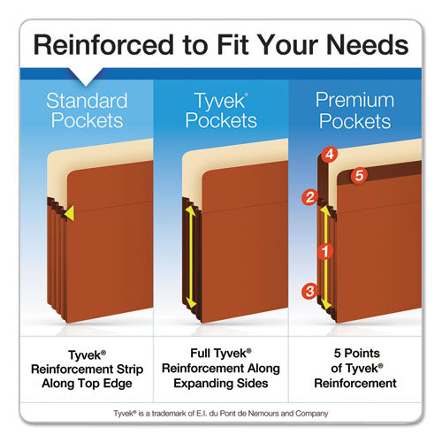 Image of Pendaflex® E1534G Earthwise by Pendaflex Recycled File Pockets, 5.25" Expansion, Letter Size, Red Fiber