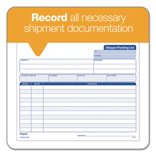 Image of TOPS 3834 Triplicate Snap-Off Shipper/Packing List, Three-Part Carbonless, 8.5 x 7, 50 Forms Total