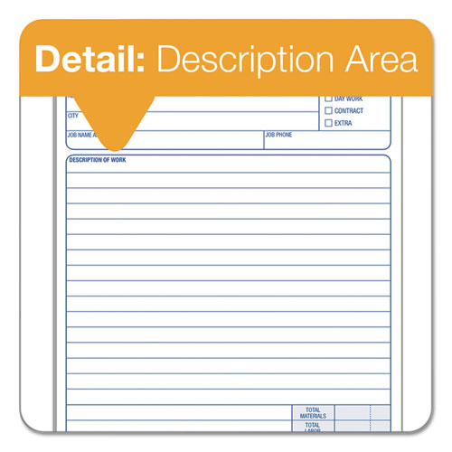 Image of TOPS 3868 Job Work Order, Three-Part Carbonless, 5.66 x 8.63, 50 Forms Total