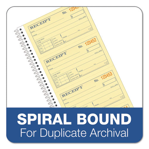 Image of TOPS 4161 Spiralbound Money and Rent Receipt Book, Two-Part Carbonless, 4.75 x 2.75, 4 Forms/Sheet, 200 Forms Total