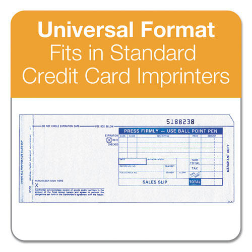 Image of TOPS 38538 Credit Card Sales Slip, Three-Part Carbonless, 7.78 x 3.25, 100 Forms Total