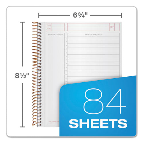 Image of TOPS 63827 JEN Action Planner, 1-Subject, Narrow Rule, Black Cover, (84) 8.5 x 6.75 Sheets