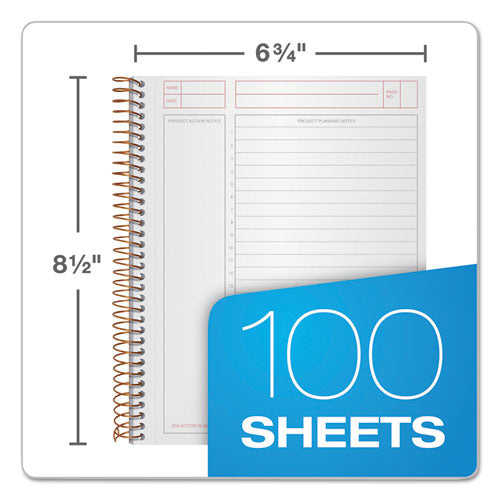 Image of TOPS 63828 JEN Action Planner, 1-Subject, Narrow Rule, Black Cover, (100) 8.5 x 6.75 Sheets