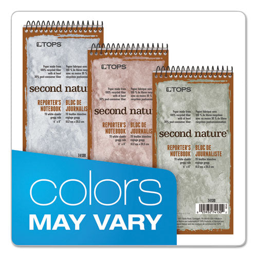 Image of TOPS 74130 Second Nature Recycled Notepads, Randomly Assorted Cover Colors, Gregg Rule, (70) White 4 x 8 Sheets