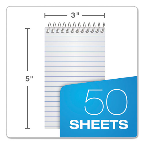 Image of TOPS 74135 Second Nature Wirebound Notepads, Randomly Assorted Cover Colors, Narrow Rule, (50) White 3 x 5 Sheets