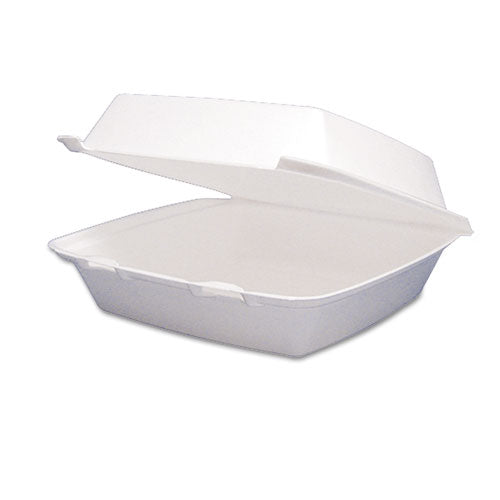 Image of Dart® 85HT1R Foam Hinged Lid Containers, 8.38 x 7.78 x 3.25, White, 200/Carton