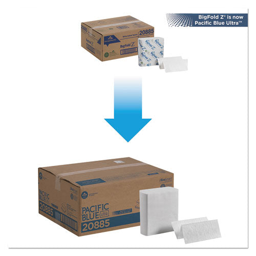 Image of Georgia Pacific® Professional 20885 Pacific Blue Ultra Z-Fold Folded Paper Towels, 1-Ply, 8 x 11, White, 260/Pack, 10 Packs/Carton