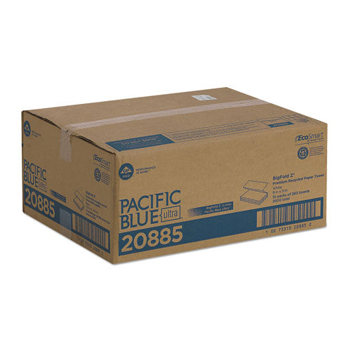 Image of Georgia Pacific® Professional 20885 Pacific Blue Ultra Z-Fold Folded Paper Towels, 1-Ply, 8 x 11, White, 260/Pack, 10 Packs/Carton