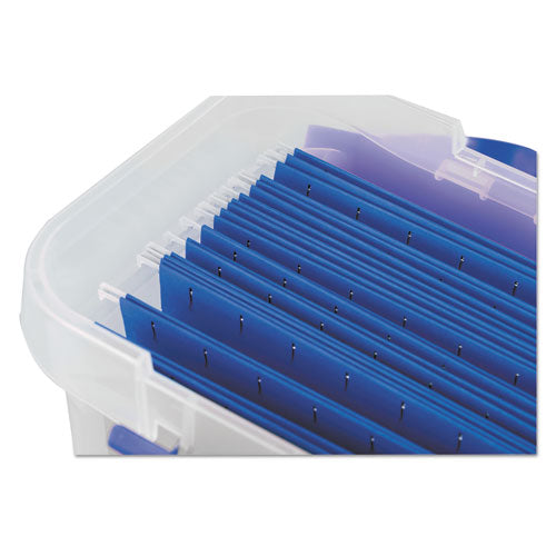 Image of Bankers Box® 86301 Heavy-Duty Portable File Box, Letter Files, 14.25" X 8.63" X 11.06", Clear/blue