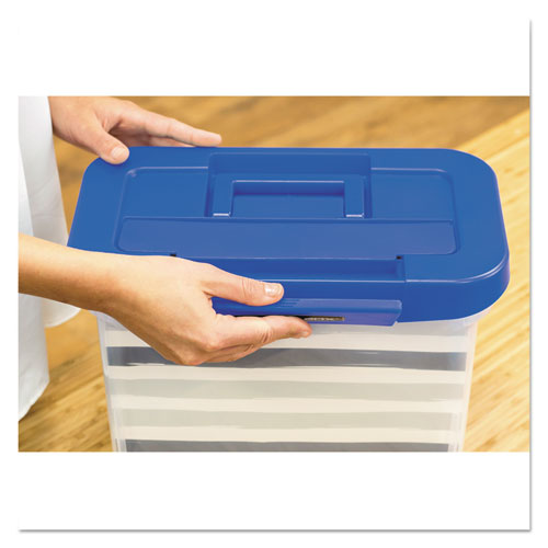 Image of Bankers Box® 86301 Heavy-Duty Portable File Box, Letter Files, 14.25" X 8.63" X 11.06", Clear/blue