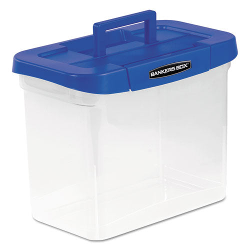 Image of Bankers Box® 86301 Heavy-Duty Portable File Box, Letter Files, 14.25" X 8.63" X 11.06", Clear/blue