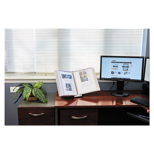 Image of Durable® 554210 SHERPA Desk Reference System, 10 Panels, 10 x 5.88 x 13.5, Gray Borders