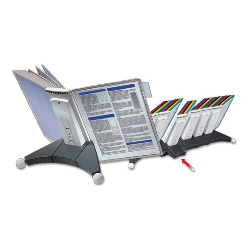 Image of Durable® 554210 SHERPA Desk Reference System, 10 Panels, 10 x 5.88 x 13.5, Gray Borders