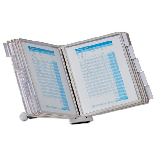 Image of Durable® 554210 SHERPA Desk Reference System, 10 Panels, 10 x 5.88 x 13.5, Gray Borders