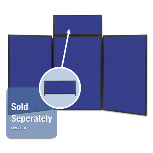 Image of Quartet® SB93513 Show-It! Three-Panel Display System, 72" x 36", Blue/Gray Surface, Black PVC Frame