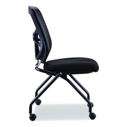 Image of Alera® Alera Elusion Mesh Nesting Chairs, Supports Up to 275 lb, 18.1" Seat Height, Black Seat, Black Back, Black Base, 2/Carton