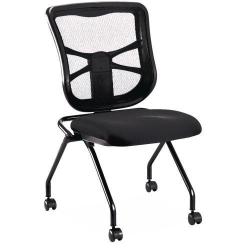 Image of Alera® Alera Elusion Mesh Nesting Chairs, Supports Up to 275 lb, 18.1" Seat Height, Black Seat, Black Back, Black Base, 2/Carton