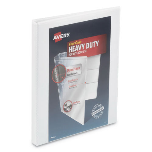 Image of Avery® 79767 Heavy-Duty View Binder With Durahinge And One Touch Slant Rings, 3 Rings, 0.5" Capacity, 11 X 8.5, White