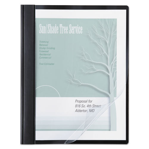 Image of ACCO Clear Front Vinyl Report Cover, Prong Fastner, 0.5" Capacity, 8.5 X 11, Clear/black, 10/pack
