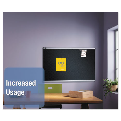 Image of Quartet® B343A Prestige Black Embossed Foam Bulletin Board, 36" x 24", Black Surface, Silver Aluminum/Plastic Frame