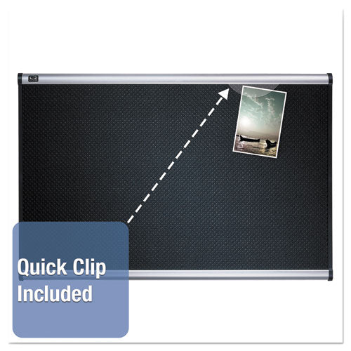 Image of Quartet® B343A Prestige Black Embossed Foam Bulletin Board, 36" x 24", Black Surface, Silver Aluminum/Plastic Frame